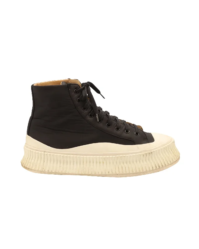 Jil Sander Vulcanized High-Top Sneakers in Black Canvas