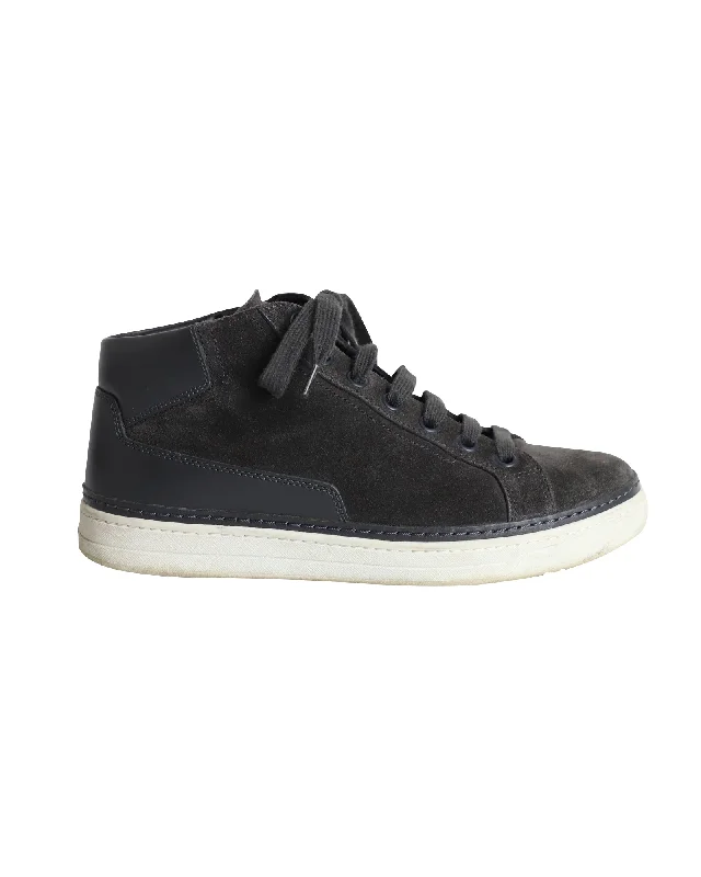 Prada Downtown Avenue High-top Sneakers in Grey Suede