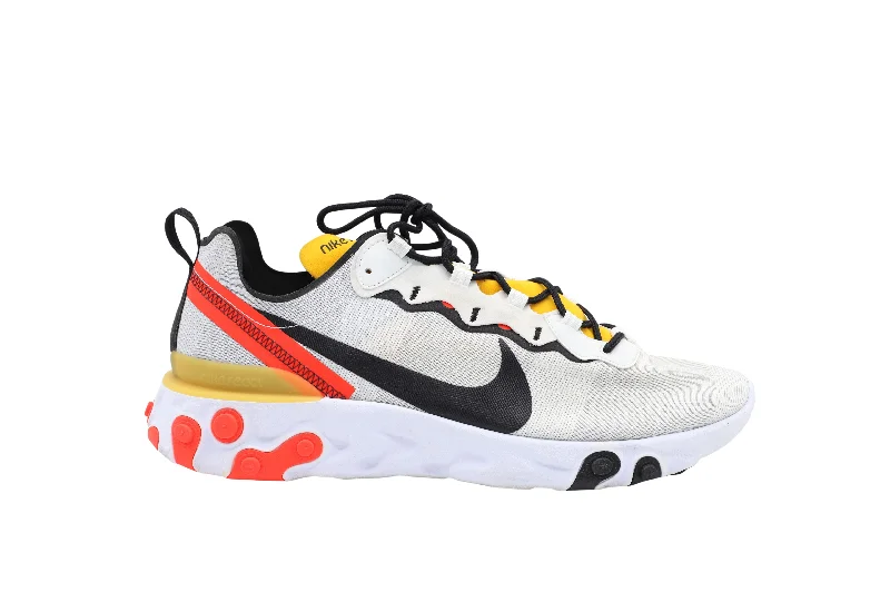 Nike React Element 55 Trainer in White Rubber