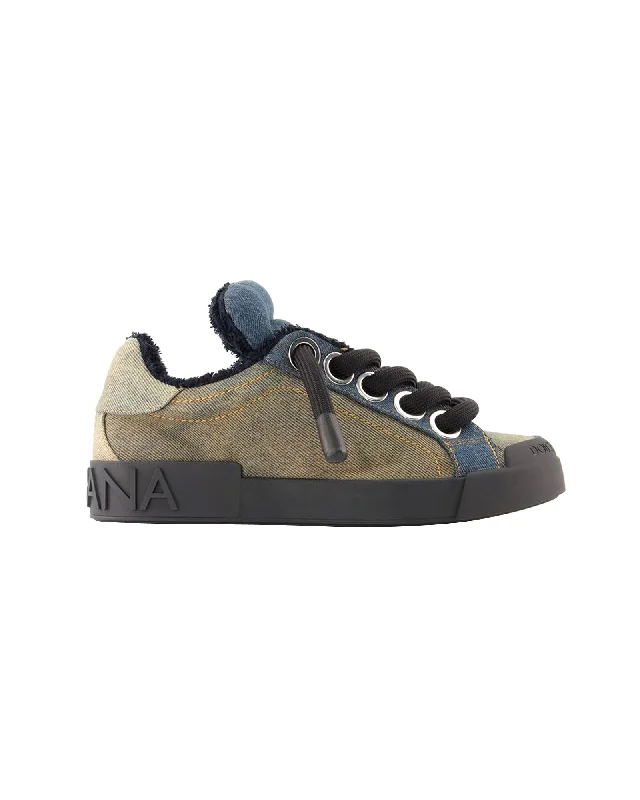Portofino Custom Patch Sneakers - Dolce & Gabbana -  Blue - Denim