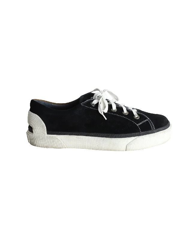 Lanvin Bicolor Derby Sneakers in Multicolor Calfskin Suede