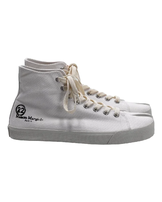 Maison Margiela Tabi Vandal High Sneakers in White Canvas