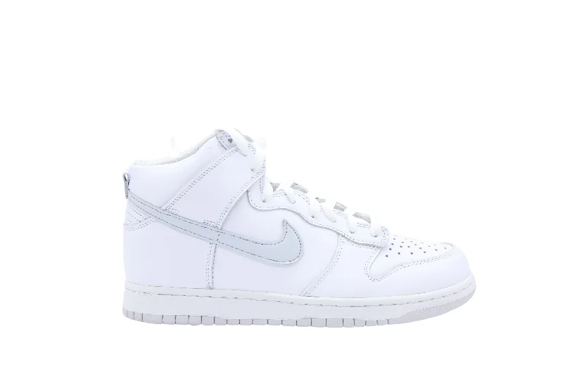 Nike Dunk High Top Sneakers in White Pure Platinum Leather