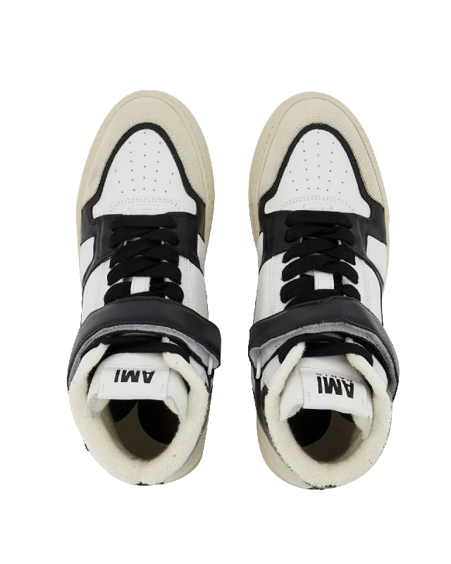 High-Top ADC Sneakers in White and Black Leather