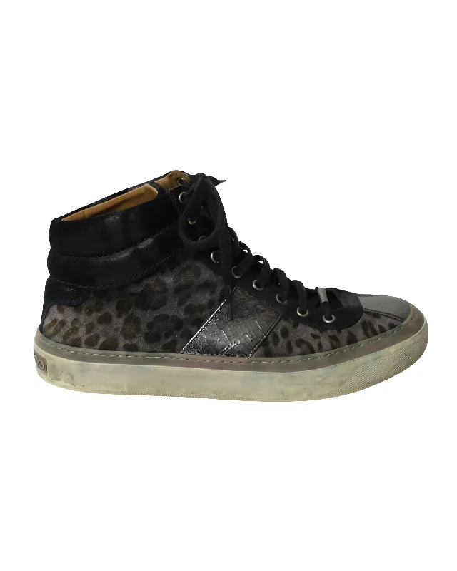 Jimmy Choo Belgravia Leopard High Top Trainers in Multicolor Leather