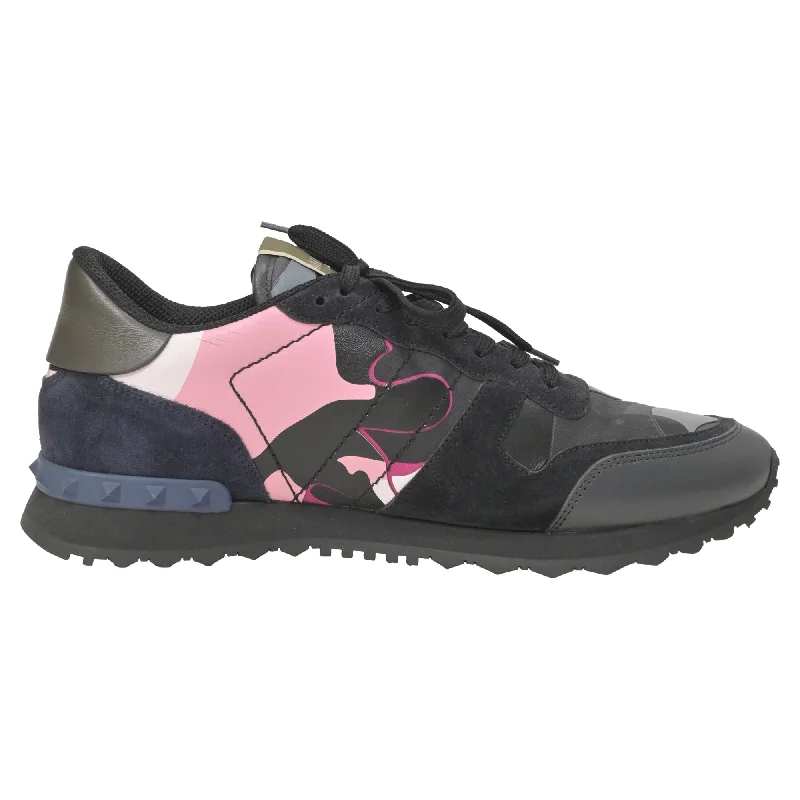 Valentino Garavani Camo Rockrunner Sneakers in Multicolor Suede