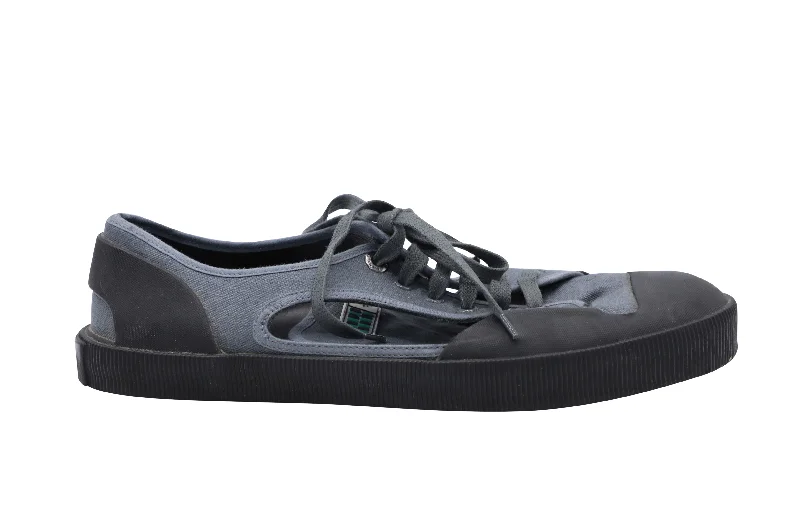 Lanvin Open Low-top Sneakers in Grey Canvas
