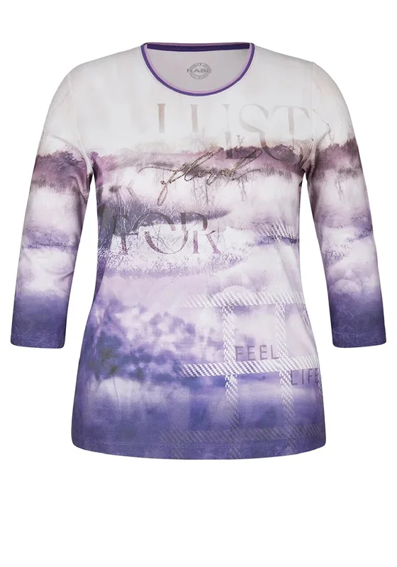 Rabe Rhinestone & Abstract Print T-Shirt, Violet Multi