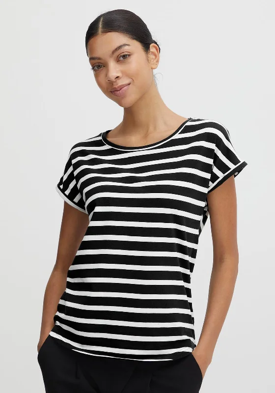 B.Young Stripe Pattern T-Shirt, Black