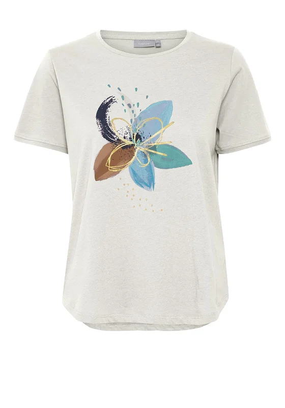 Fransa Lily Graphic T-Shirt, Cream