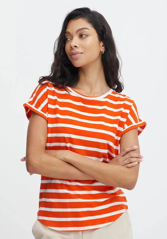 B.Young Stripe Pattern T-Shirt, Orange