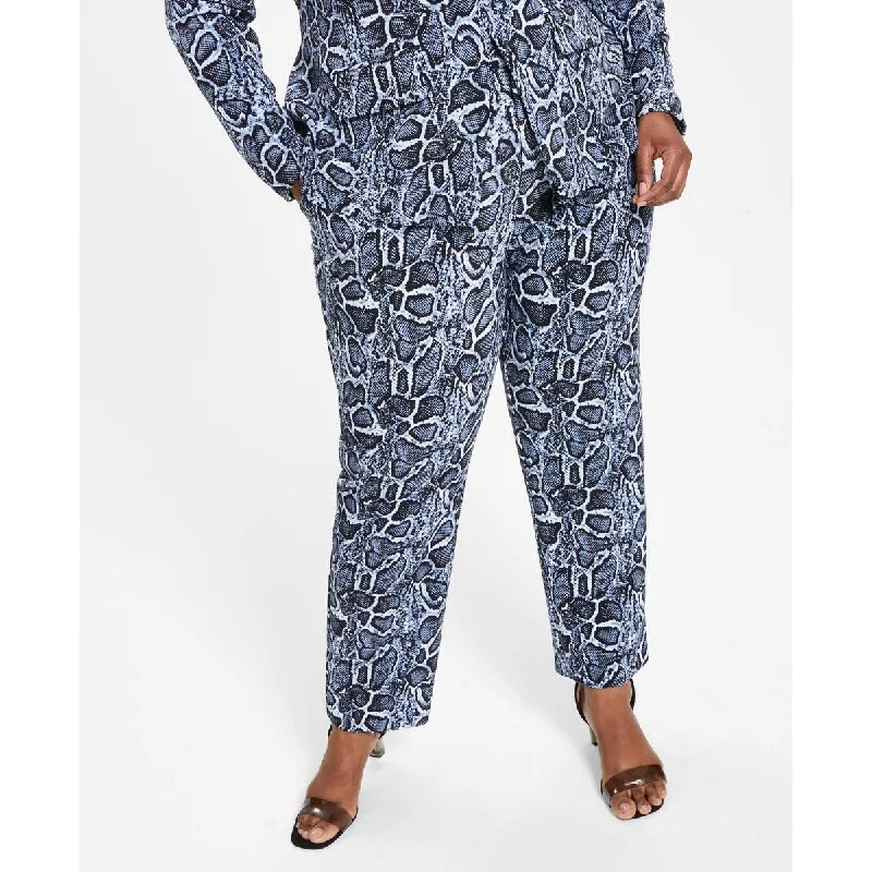 Nina Parker Women's Printed Tailored Pants Blue Size 3X