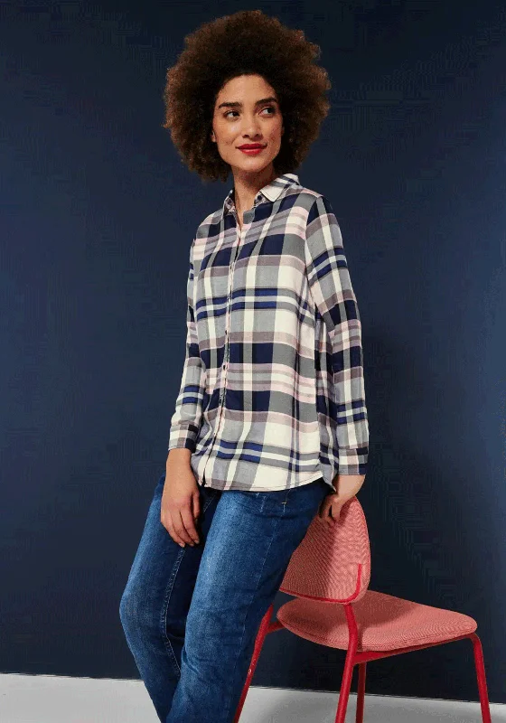 Street One Checked Pattern Blouse, Bright Winter Rose