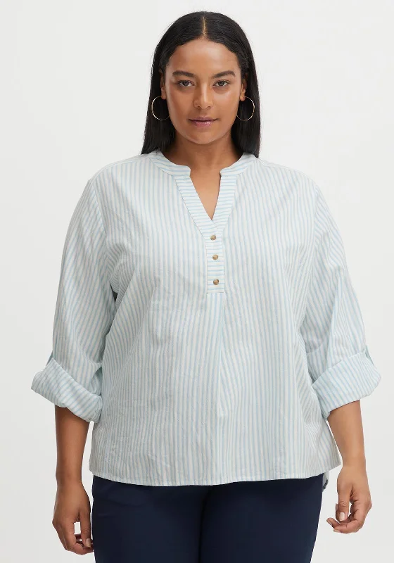 Fransa Striped Blouse, Blue & White