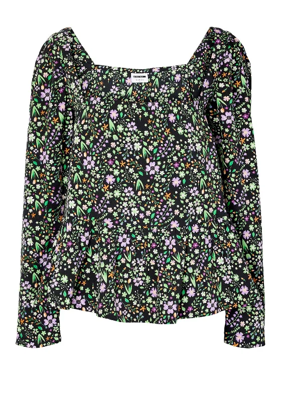 Noisy May Devon Peplum Top, Black Multi