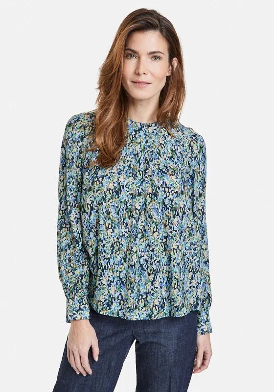 Gerry Weber Abstract Balloon Sleeve Blouse, Blue Multi