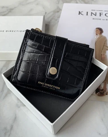 Cute Women Black Vegan Leather Small Card Holder Crocodile Pattern Card Wallets Slim Card Holders Credit Card Holder For Women Cute Women Black Vegan Leather Small Card Holder Crocodile Pattern Card Wallets Slim Card Holders Credit Card Holder For Women