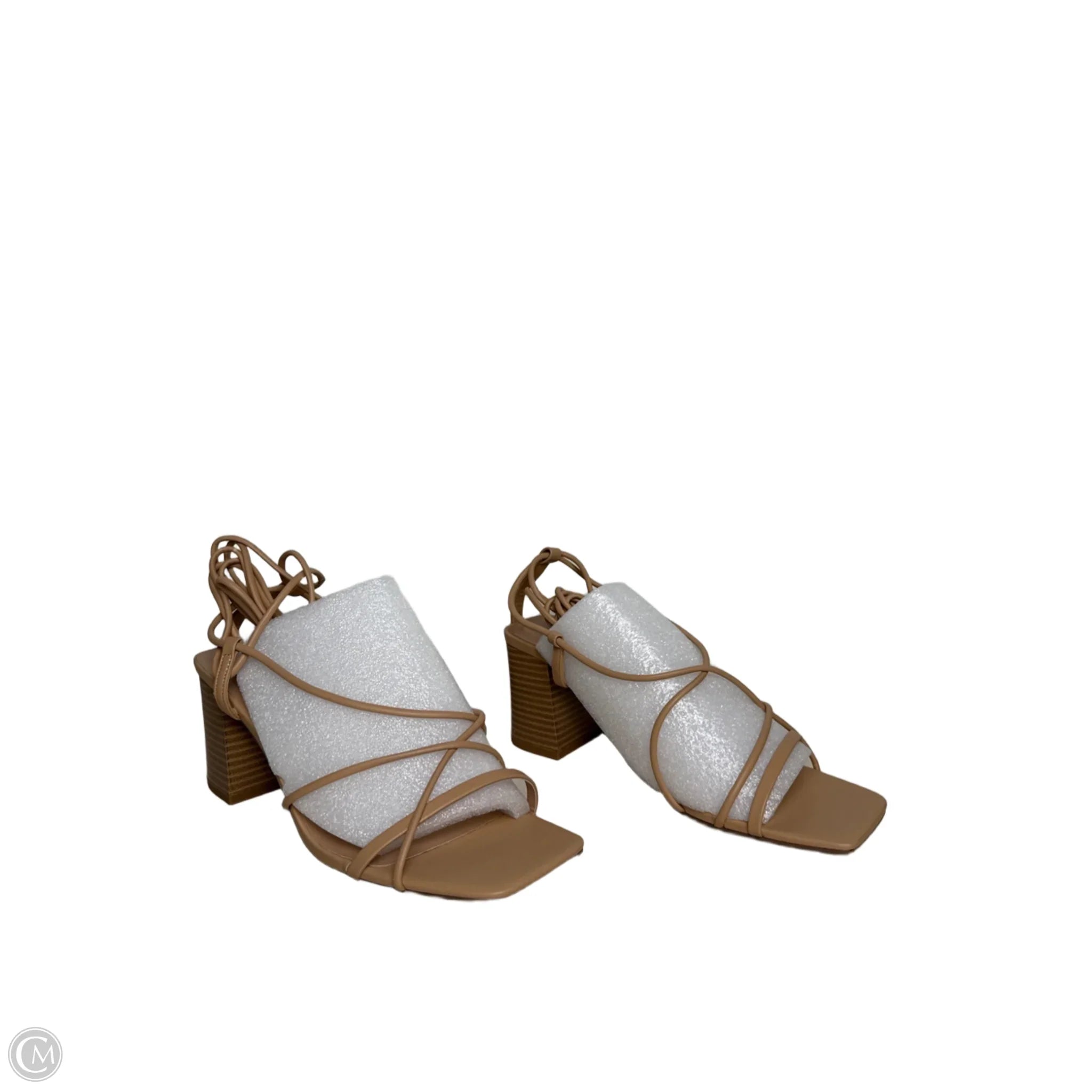 Sandals Heels Block By Soda In Beige, Size: 8