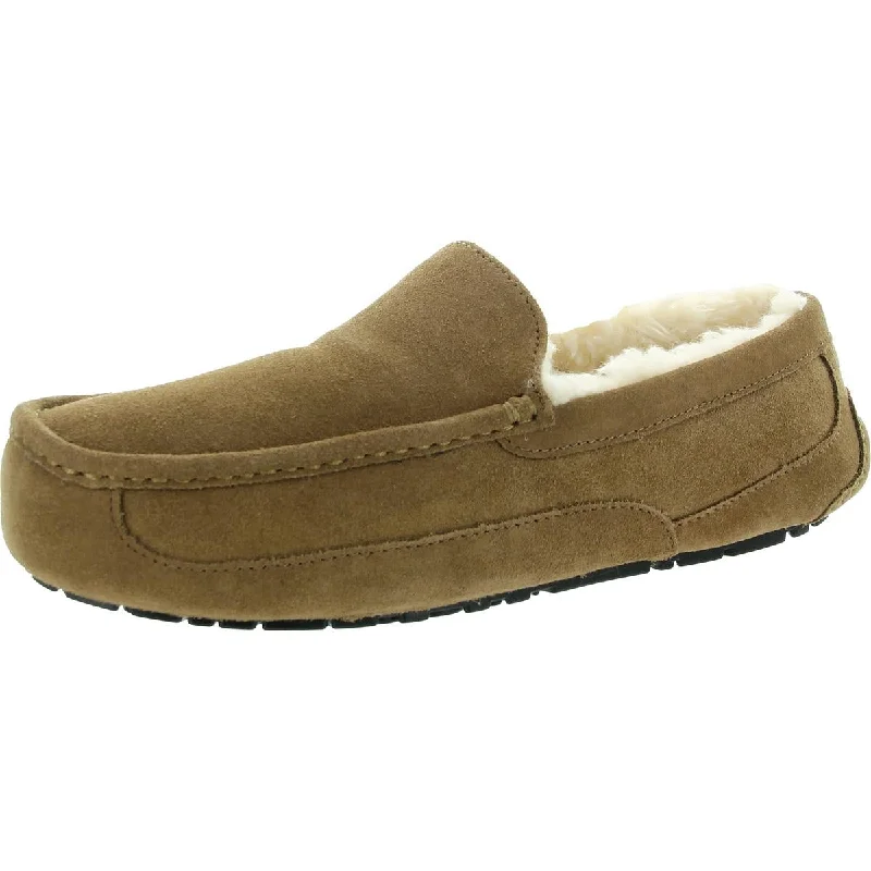 Mens Faux Fur Lined Moccasin Slippers