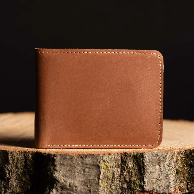 Cognac Full Grain Leather Minimalist Wallet