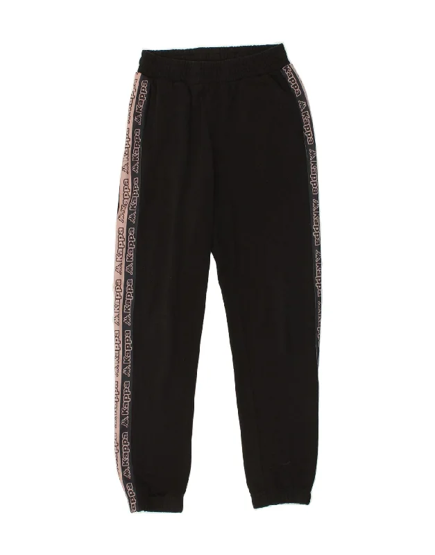 KAPPA Mens Graphic Tracksuit Trousers Joggers Small Black Cotton