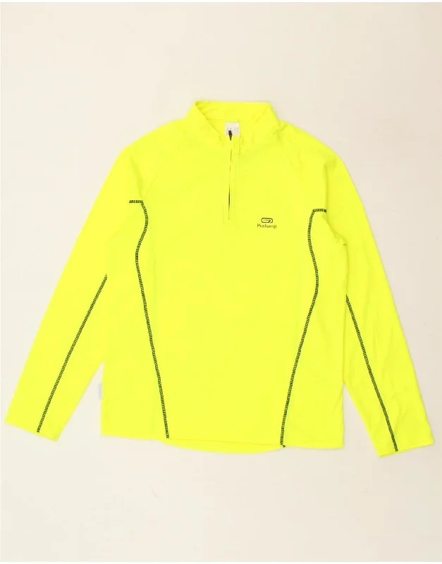DECATHLON Mens Pullover Tracksuit Top Medium Yellow Polyester
