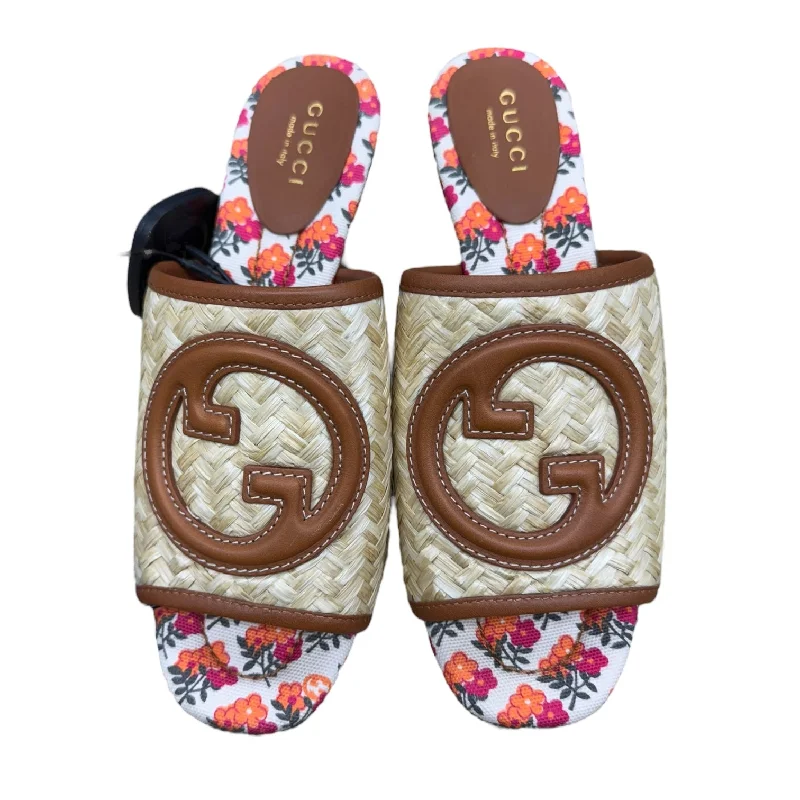 Sandals Luxury Designer By Gucci In Multi, Size:5.5
