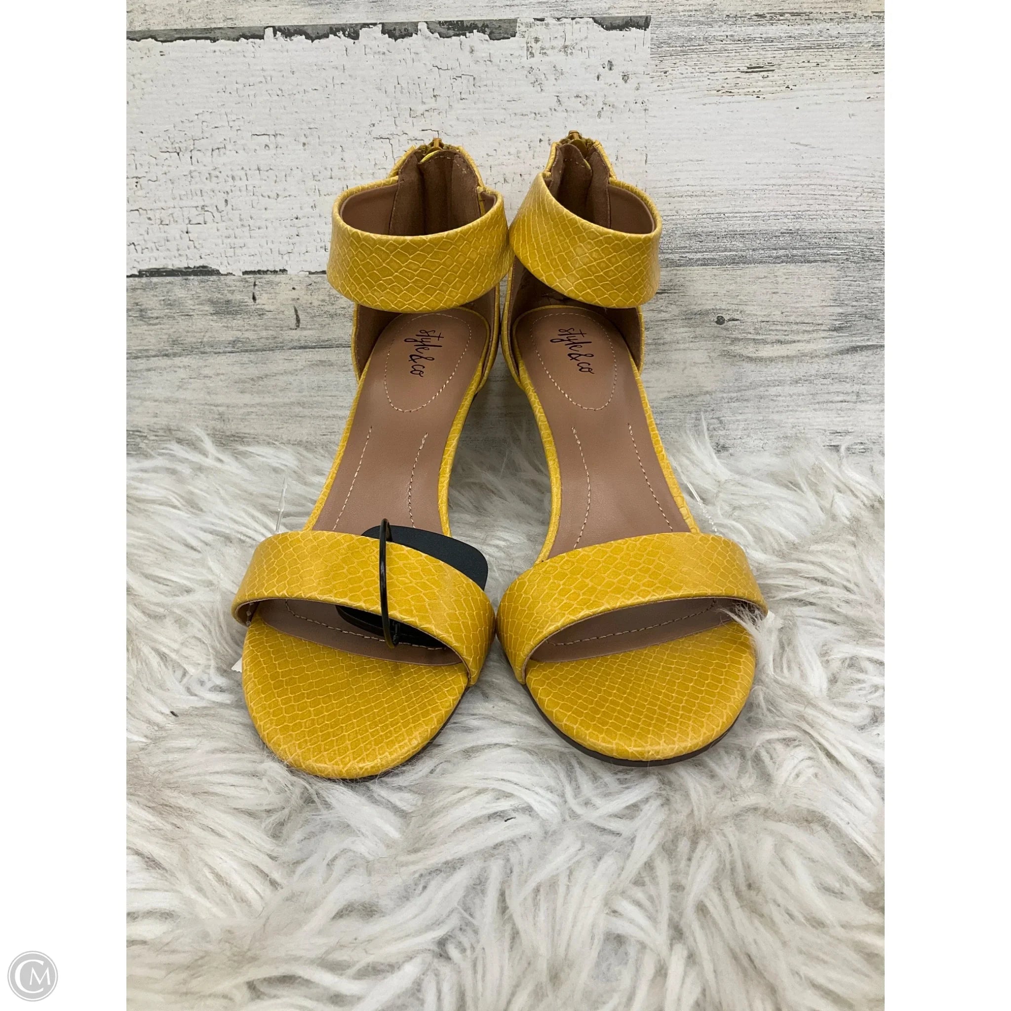 Sandals Heels Stiletto By Style And Company In Yellow, Size: 7