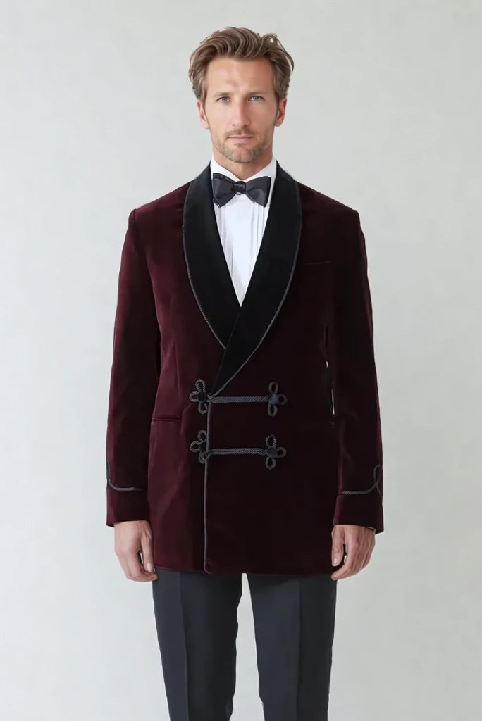 Wine Velvet Smoking Jacket For Mens Velvet Smoking Coats Evening Wear Coat Stylish Velvet Wedding Jacket Wine Velvet Smoking Jacket For Mens Velvet Smoking Coats Evening Wear Coat Stylish Velvet Wedding Jacket