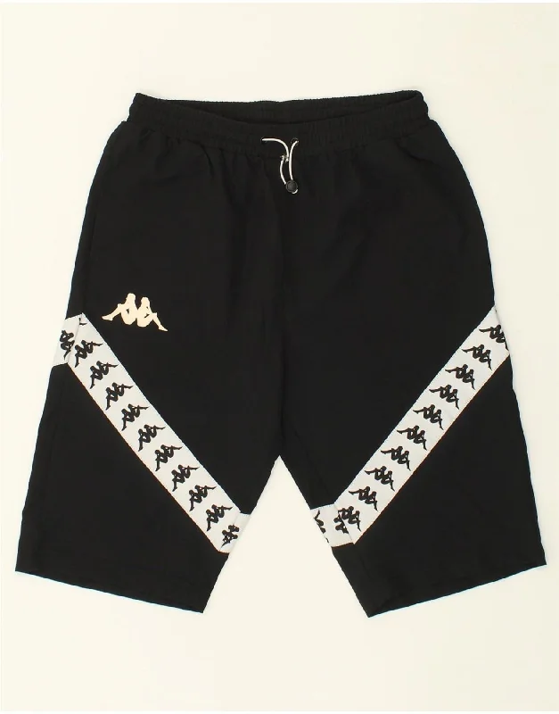 KAPPA Mens Graphic Sport Shorts Small Black Colourblock Polyester