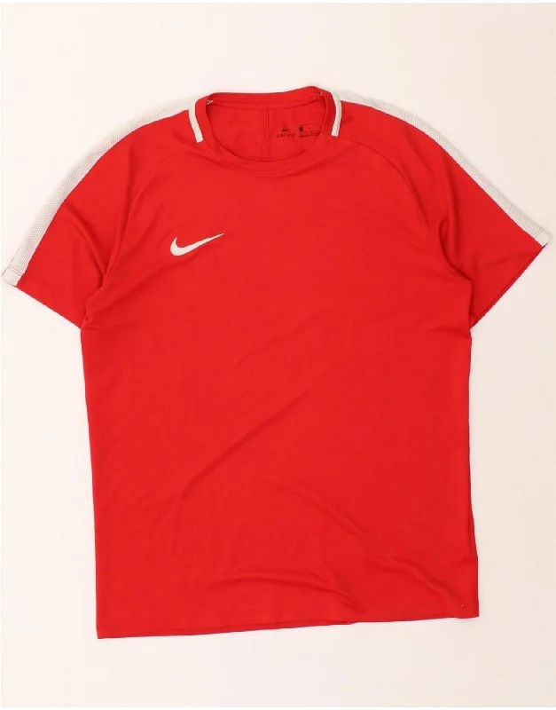 NIKE Mens Dri Fit T-Shirt Top Large Red Colourblock Polyester