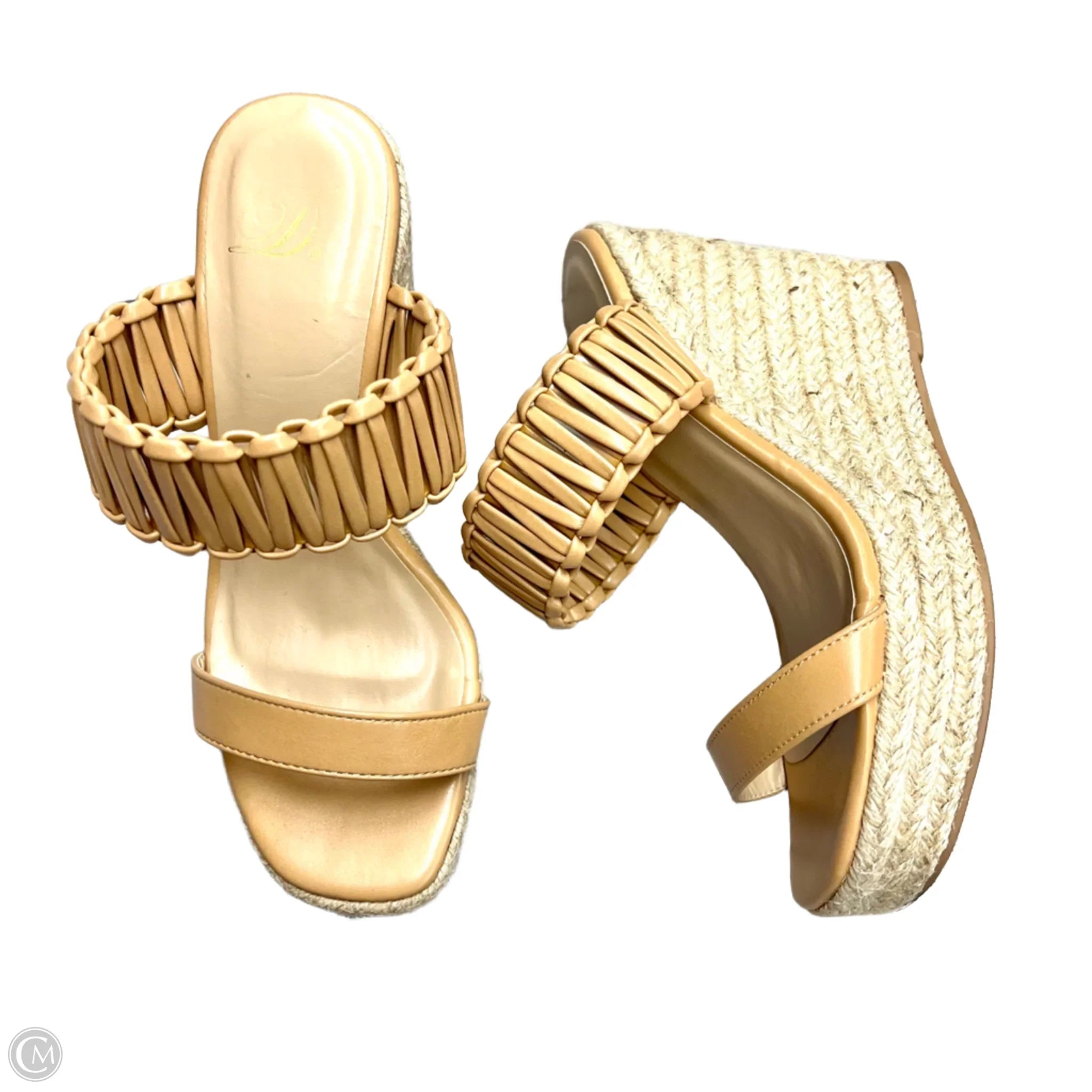 Sandals Heels Wedge By Pink Lily In Beige, Size: 6