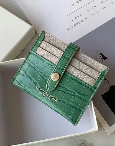 Cute Women Green Vegan Leather Card Holder Crocodile Pattern Card Holder Wallets Slim Credit Card Holder For Women Cute Women Green Vegan Leather Card Holder Crocodile Pattern Card Holder Wallets Slim Credit Card Holder For Women