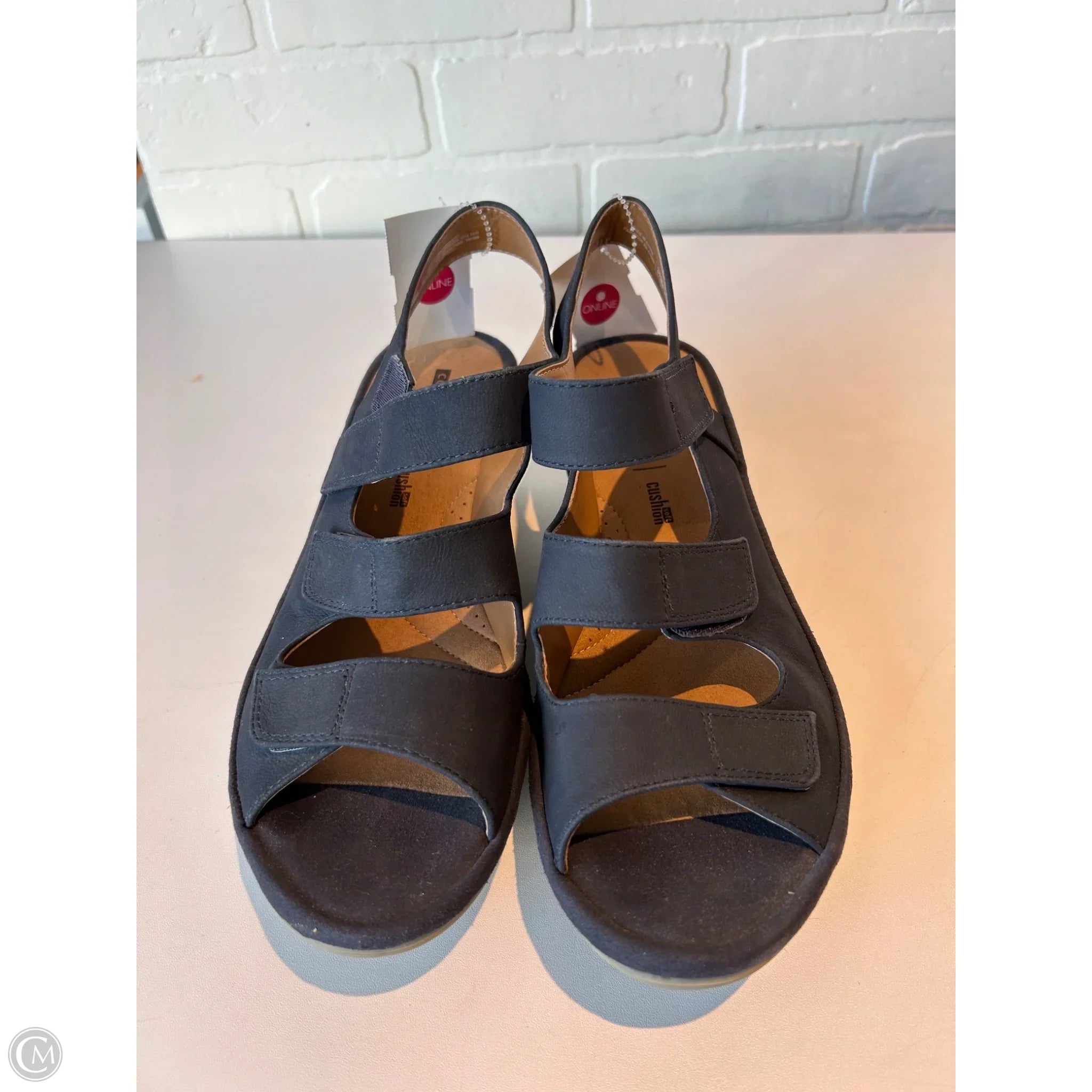 Sandals Heels Wedge By Clarks In Blue, Size: 8.5