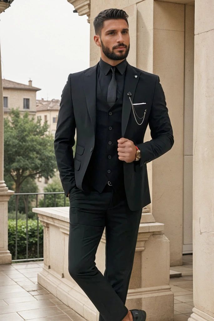 Men Black Designer Three Piece Suit Groomsmen Suit Wedding Prom Suit Bespoke For Men Men Black Designer Three Piece Suit Groomsmen Suit Wedding Prom Suit Bespoke For Men