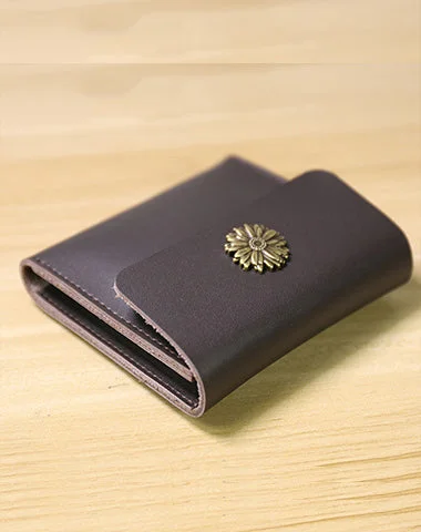 Cute Women Coffee Leather Slim Card Wallet Sunflower Coin Wallets Mini Change Wallets For Women Cute Women Coffee Leather Slim Card Wallet Sunflower Coin Wallets Mini Change Wallets For Women