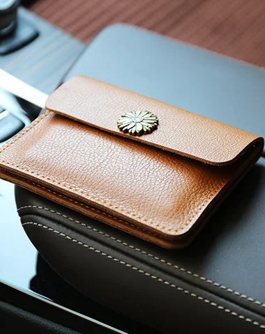 Cute Women Tan Leather Mini Card Wallet Sunflower Coin Wallets Slim Change Wallets For Women Cute Women Tan Leather Mini Card Wallet Sunflower Coin Wallets Slim Change Wallets For Women