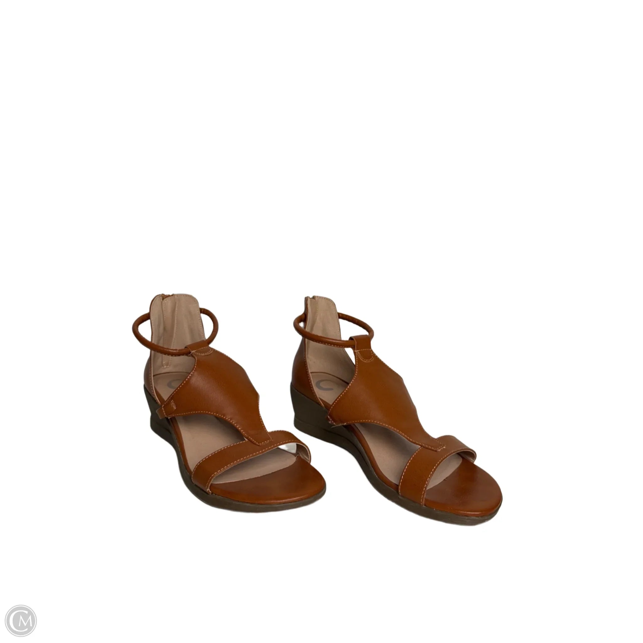 Sandals Heels Wedge By Journee In Brown, Size: 7.5