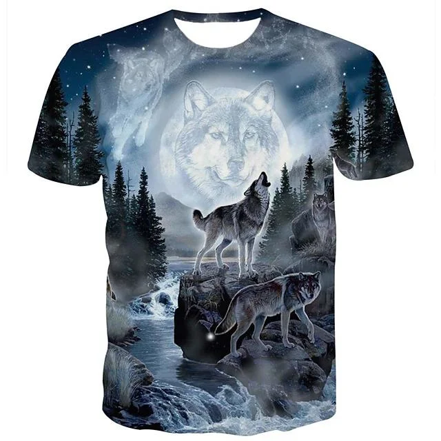 Men's T-Shirt 3D Animal Print Short Sleeve Daily Tops Streetwear Exaggerated Rainbow