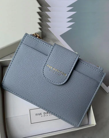 Cute Women Gray Blue Vegan Leather Slim Card Wallet Card Holder Wallet Change Wallet For Women Cute Women Gray Blue Vegan Leather Slim Card Wallet Card Holder Wallet Change Wallet For Women