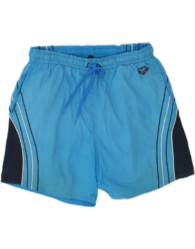 ARENA Mens Sport Shorts Medium Blue Colourblock Nylon