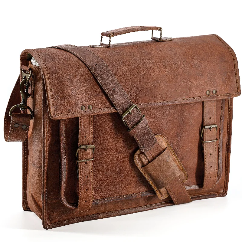 Leather 18-Inch Vintage Handmade Messenger Bag – Laptop Briefcase Satchel for Men & Women Leather 18-Inch Vintage Handmade Messenger Bag – Laptop Briefcase Satchel for Men & Women