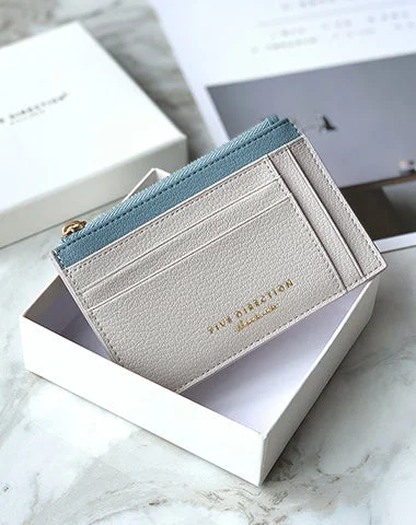 Cute Women Gray Vegan Leather Slim Card Holders Small Card Wallet Card Holder Credit Card Holder For Women Cute Women Gray Vegan Leather Slim Card Holders Small Card Wallet Card Holder Credit Card Holder For Women