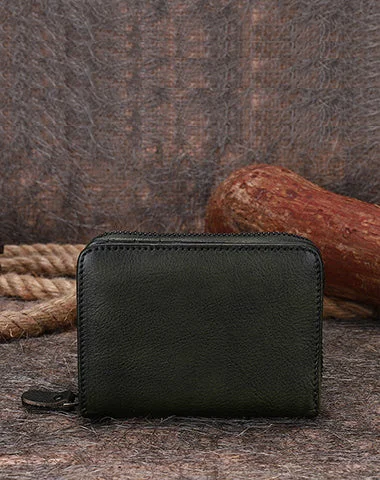 Vintage Women Green Leather Small Wallet with Zip Around Card Holders Bifold Small Wallet Billfold For Women Vintage Women Green Leather Small Wallet with Zip Around Card Holders Bifold Small Wallet Billfold For Women