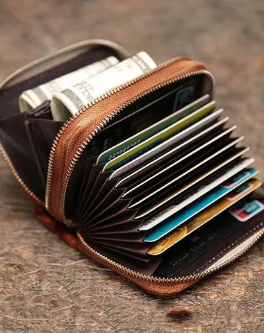 Vintage Women Leather Card Holder Small Double Zip Card Wallet Small Wallet For Women Vintage Women Leather Card Holder Small Double Zip Card Wallet Small Wallet For Women