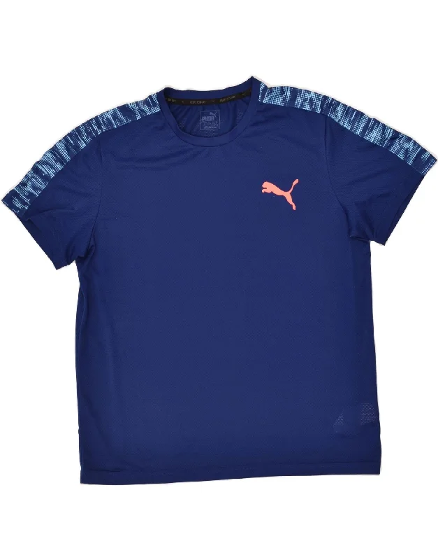 PUMA Mens T-Shirt Top Large Navy Blue Polyester