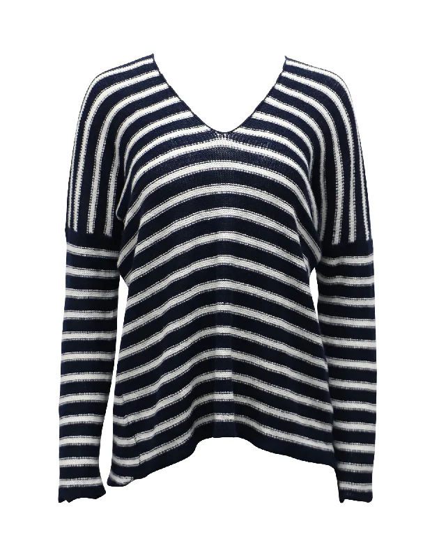 Vince Striped Sweater in Navy Blue Linen