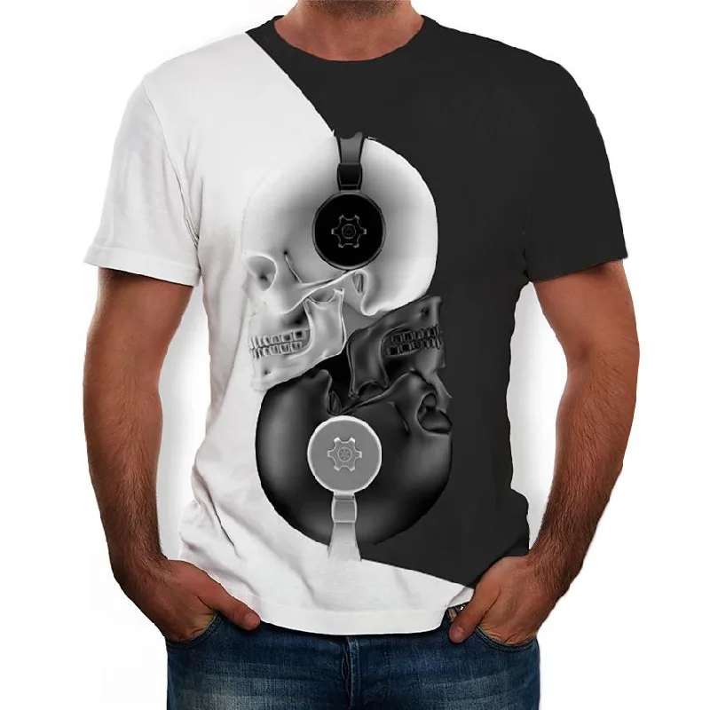 Men's T shirt Graphic 3D Skull Print Short Sleeve Casual Tops