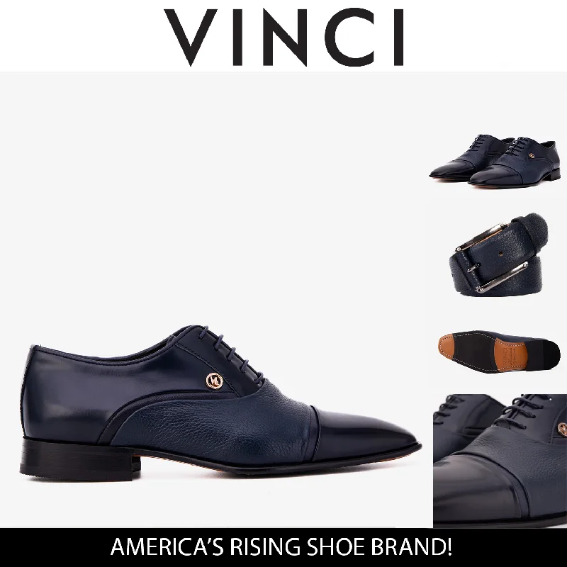The Rockwell Handmade Navy Blue Cap Toe Men Shoe