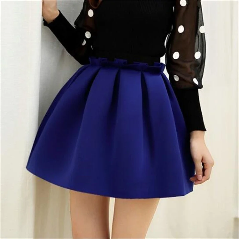 Neoprene space cotton elastic force high waist skirts pleated skirt women tutu skirt casual